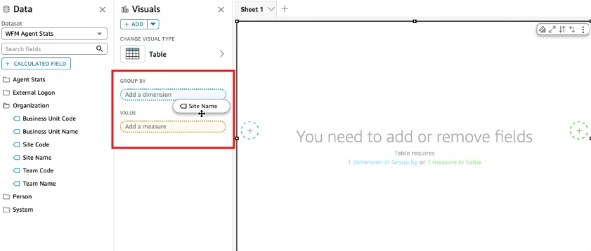Add or remove a field in a visual